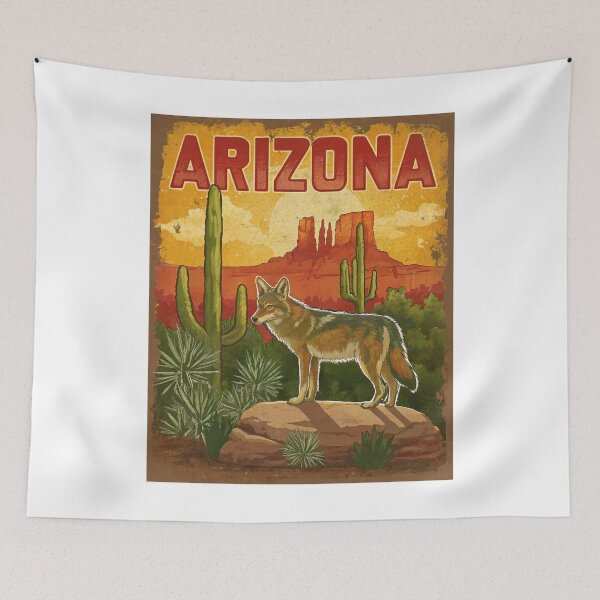 Item preview, "Arizona Coyote Vintage Desert Wildlife Retro Nature Poster" designed and sold by PastEcho.