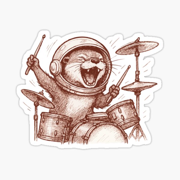 Item preview, Otter Astronaut Drummer Sketchy designed and sold by TomFrontierArt.