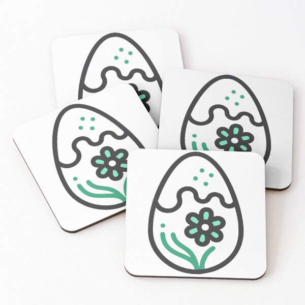 Item preview, Stylized Decorative Egg with Green Flower on Black Background designed and sold by Creative88Art.