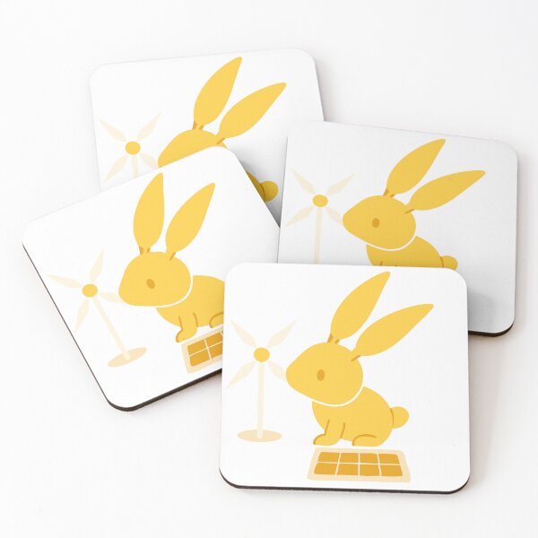 Item preview, Yellow Rabbit with Wind Turbine and Solar Panel on Black Background designed and sold by Creative88Art.