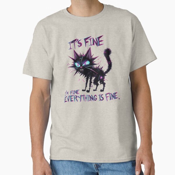 Item preview, It's Fine, I'm Fine, Everything is Fine - Shocked Electric Cat Cyberpunk designed and sold by Moad Fahim.