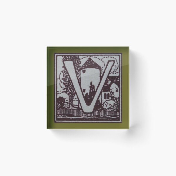 Item preview, Art by Mike Linocut and digitally edited, Alphabet Letter V, combinable designed and sold by allartbymike.