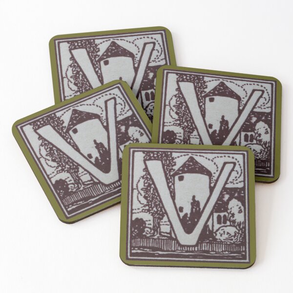 Item preview, Art by Mike Linocut and digitally edited, Alphabet Letter V, combinable designed and sold by allartbymike.