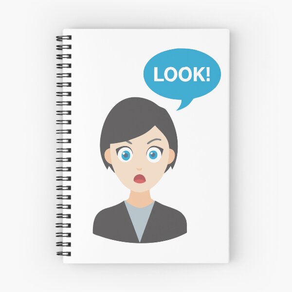 Item preview, Cartoon Character with Black Hair and Blue Speech Bubble Saying LOOK designed and sold by Creative88Art.