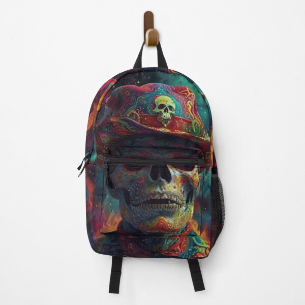 Item preview, Skull with hat psychedelic art designed and sold by ThatBBStore.