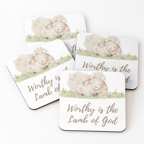 Item preview, Diseño de Pascua personalizable con cordero, regalo cristiano de Pascua "Digno es el Cordero", cita bíblica, diseño de animal adorable designed and sold by InHisImageGifts.