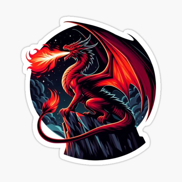 Item preview, Fire-Breathing Red Dragon on Mountain Peak designed and sold by GalenoBuffet.