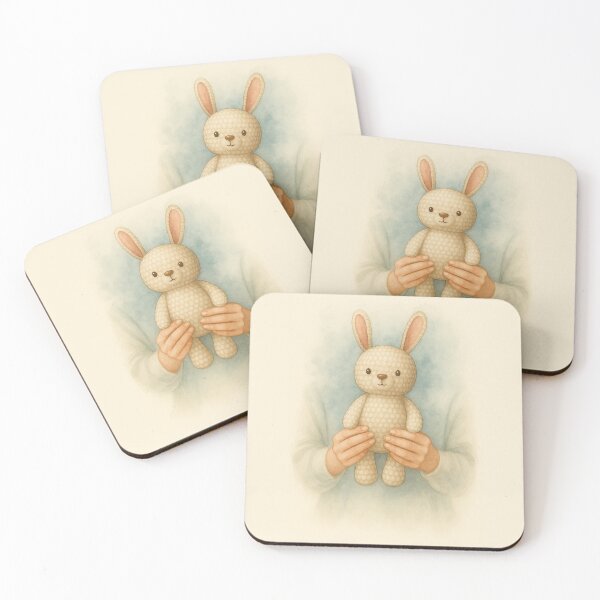 Item preview, Crochet Bunny Toy in Hands Watercolor Illustration designed and sold by Lacritsa .