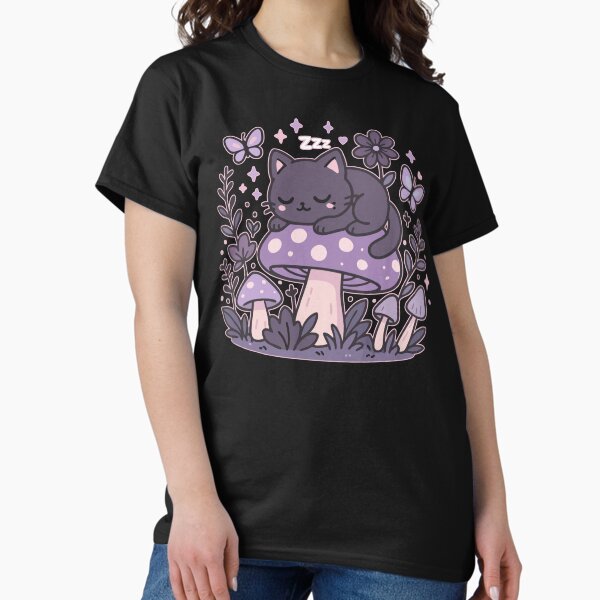 Item preview, Kawaii schlafende Katze im Pilzgarten designed and sold by TomFrontierArt.
