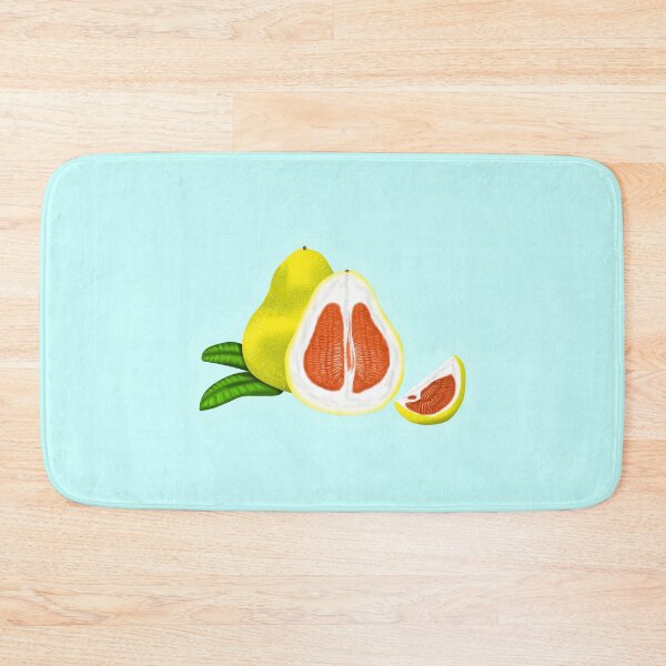 Item preview, Juicy, ripe, fresh, yellow and red pomelo with green leaves, with turquoise border designed and sold by katecheerycake.