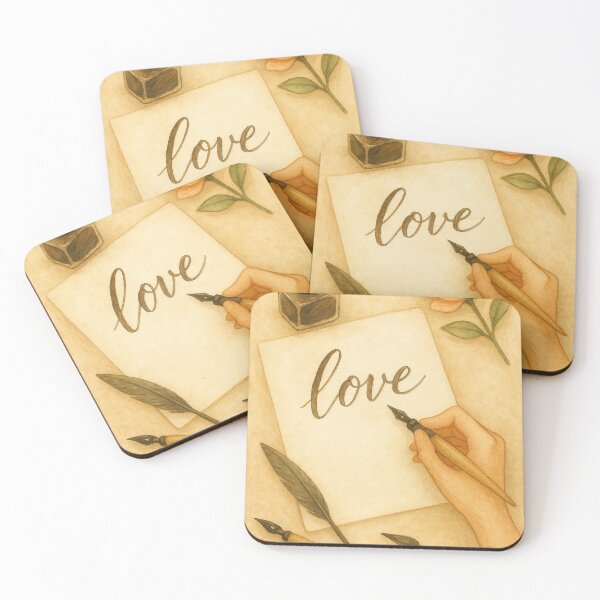 Item preview, Watercolor Love Calligraphy with Ink Pen and Flower designed and sold by Lacritsa .