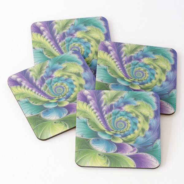 Item preview, Leafy Spiral Fractal in Aqua and Violet designed and sold by Harmonic_Layers.