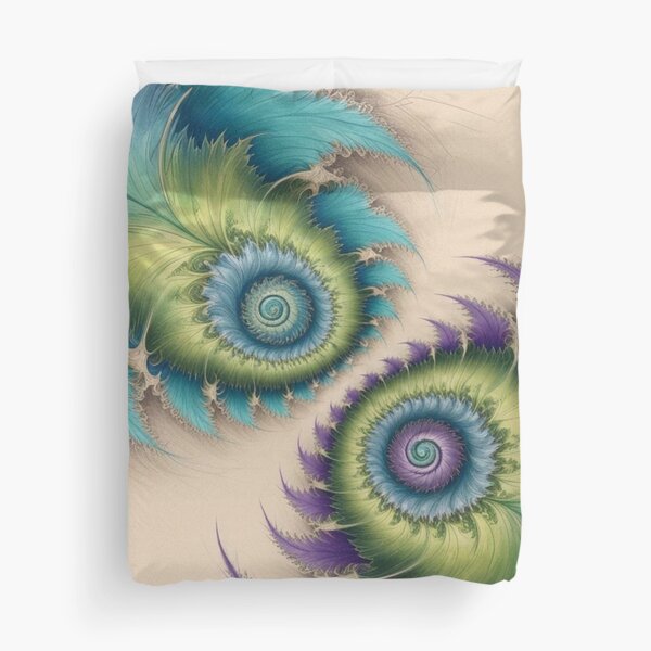 Item preview, Twin Spiral Fractals in Aqua and Violet designed and sold by Harmonic_Layers.