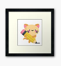 Super kitty discovered the pencil Framed Print