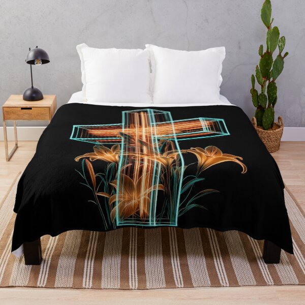 Item preview, Neon Cross & Lily – Modern Easter Hope designed and sold by TrippyFest.