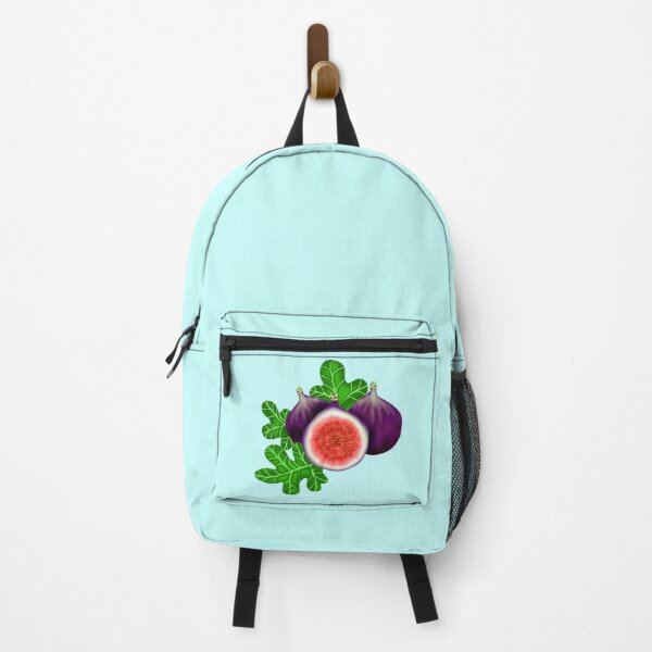 Item preview, purple and red figs, with seeds and with green leaves and light blue border designed and sold by katecheerycake.