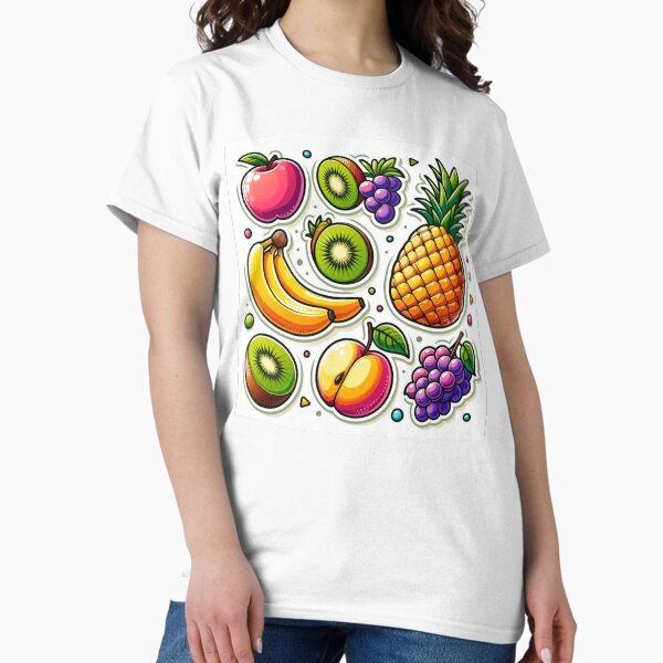 Vista previa del artículo con la obra «Explosión de frutas en pegatina vibrante», diseñado y vendido por G&S Shop.