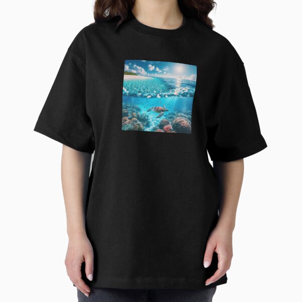 Item preview, Underwater Paradise: AI Artwork of Clear Water Beach with Colorful Fish – Perfect for Clothing & Accessories designed and sold by knalpot-design.