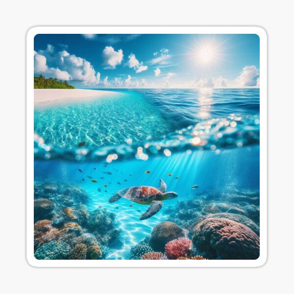 Item preview, Underwater Paradise: AI Artwork of Clear Water Beach with Colorful Fish – Perfect for Clothing & Accessories designed and sold by knalpot-design.