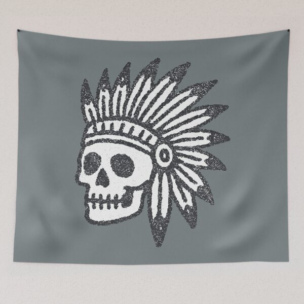Item preview, Native Skull Wearing Headdress  designed and sold by CreepyCornerArt.