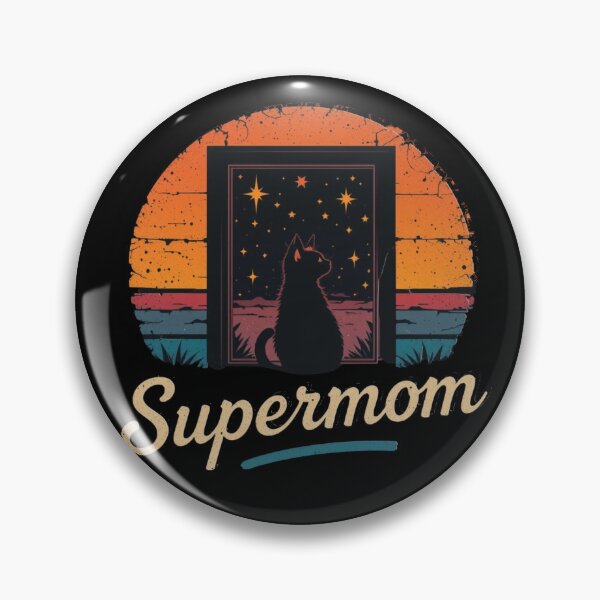 Item preview, Retro Supermom Black Cat Starry Night Comic Art designed and sold by GhoulishGaze.