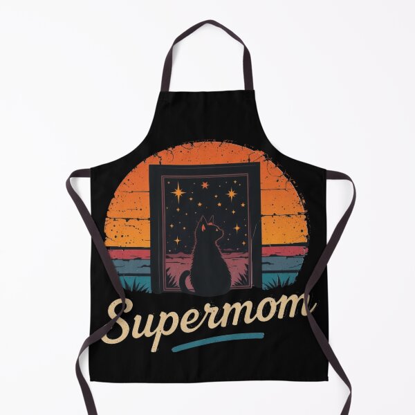 Item preview, Retro Supermom Black Cat Starry Night Comic Art designed and sold by GhoulishGaze.