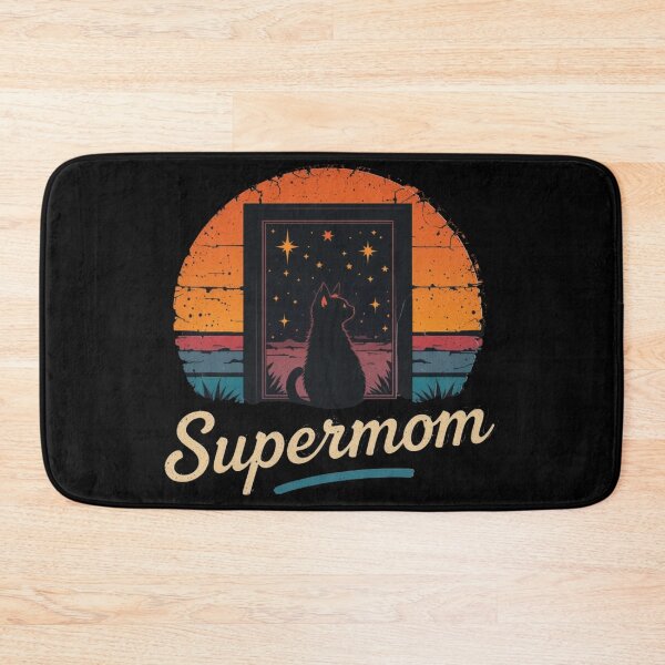 Item preview, Retro Supermom Black Cat Starry Night Comic Art designed and sold by GhoulishGaze.