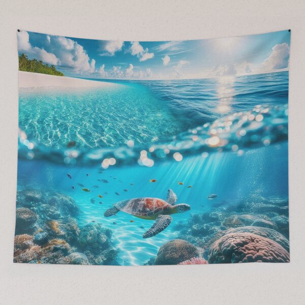 Item preview, Underwater Paradise: AI Artwork of Clear Water Beach with Colorful Fish – Perfect for Clothing & Accessories designed and sold by knalpot-design.