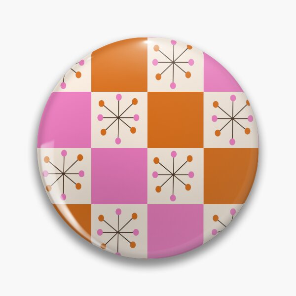 Item preview, Checkered Mid Century Atomic Stars on Pink and Orange Checkerboards  designed and sold by Yasminepatterns .