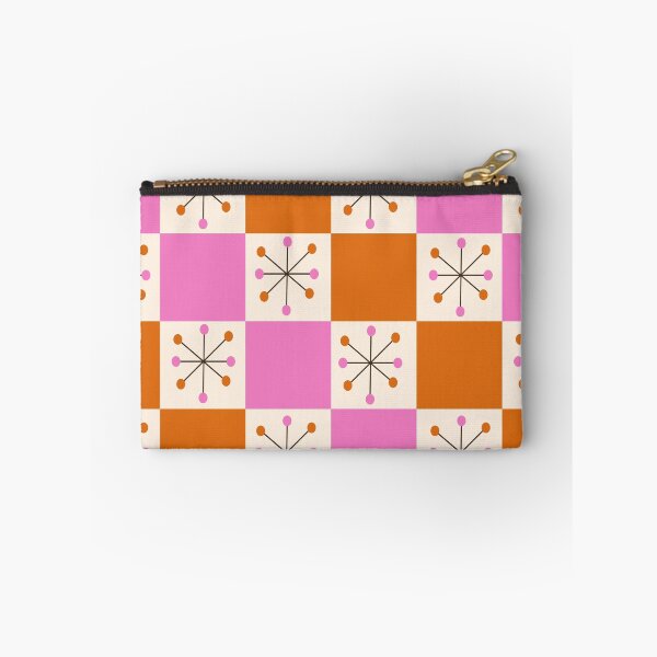 Item preview, Checkered Mid Century Atomic Stars on Pink and Orange Checkerboards  designed and sold by Yasminepatterns .