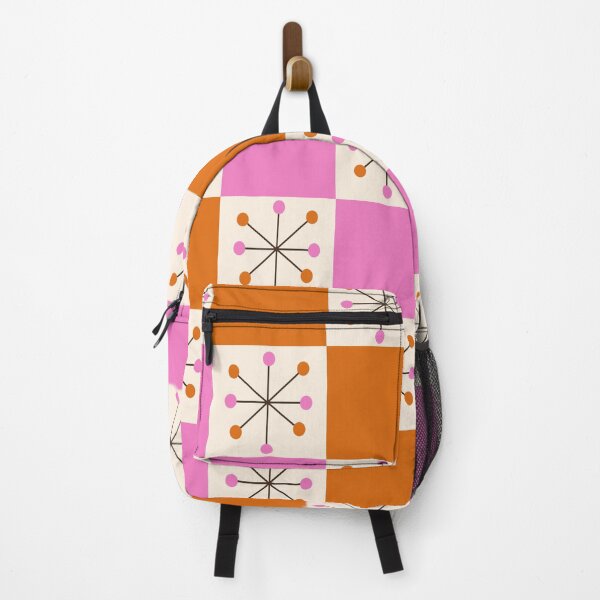 Item preview, Checkered Mid Century Atomic Stars on Pink and Orange Checkerboards  designed and sold by Yasminepatterns .