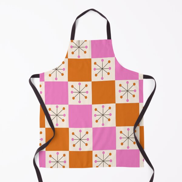 Item preview, Checkered Mid Century Atomic Stars on Pink and Orange Checkerboards designed and sold by Yasminepatterns .