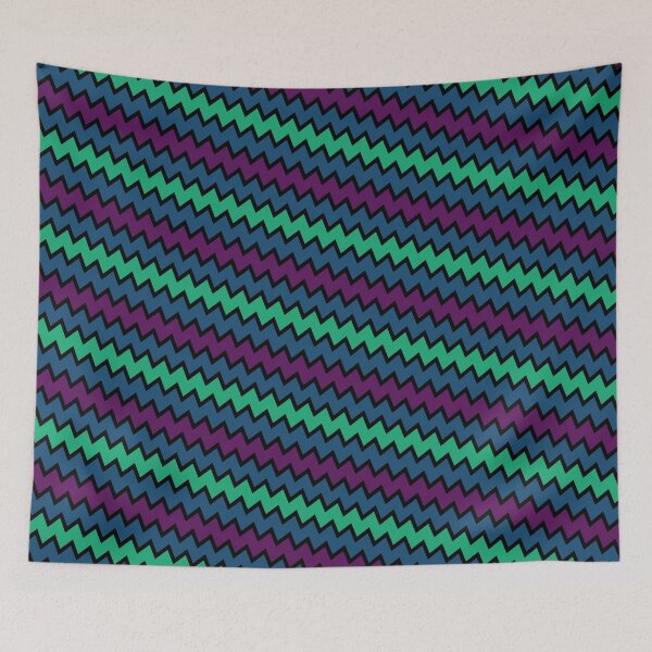 Item preview, Tricolor Retro Geometry Bordered Wave Chevron Pattern designed and sold by EvergreenMotifs.