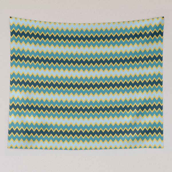 Item preview, Tricolor Retro Geometry Bordered Wave Chevron Pattern designed and sold by EvergreenMotifs.