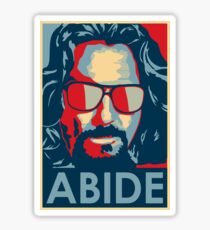 The Dude Abides T Shirt, Abide, Yes We Can Obama Parody Original Design Sticker