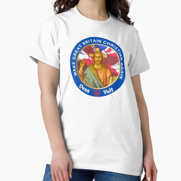 Vista previa del artículo con la obra «Hagamos que Gran Bretaña vuelva a ser cristiana», diseñado y vendido por RevBrett.