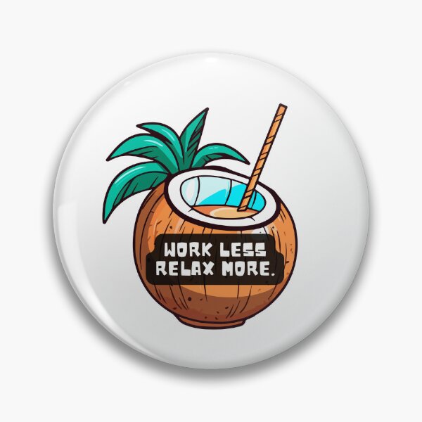 Item preview, Work Less, Relax More: Cartoon of a Delicious Young Coconut – Perfect for Vacation & Beach Lovers designed and sold by knalpot-design.