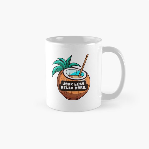 Item preview, Work Less, Relax More: Cartoon of a Delicious Young Coconut – Perfect for Vacation & Beach Lovers designed and sold by knalpot-design.