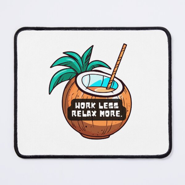 Item preview, Work Less, Relax More: Cartoon of a Delicious Young Coconut – Perfect for Vacation & Beach Lovers designed and sold by knalpot-design.