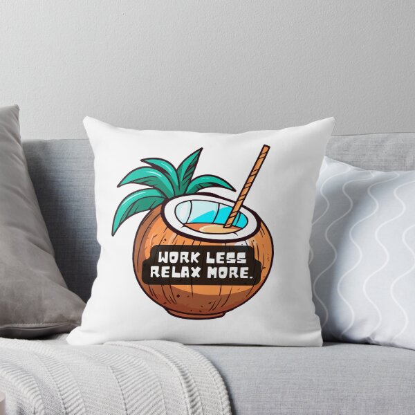 Item preview, Work Less, Relax More: Cartoon of a Delicious Young Coconut – Perfect for Vacation & Beach Lovers designed and sold by knalpot-design.