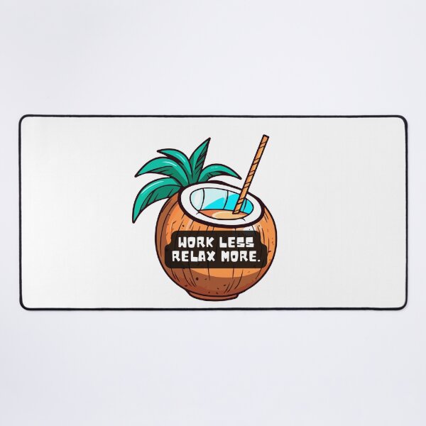 Item preview, Work Less, Relax More: Cartoon of a Delicious Young Coconut – Perfect for Vacation & Beach Lovers designed and sold by knalpot-design.