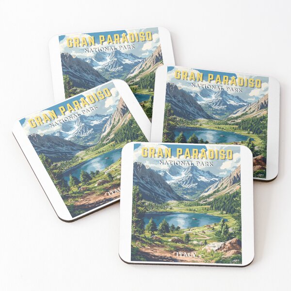 Item preview, Gran Paradiso National Park in Italy Retro Art Travel Landscape designed and sold by MaateoDesign.