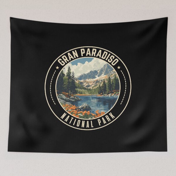 Item preview, Gran Paradiso National Park in Italy Retro Travel Art Emblem designed and sold by MaateoDesign.