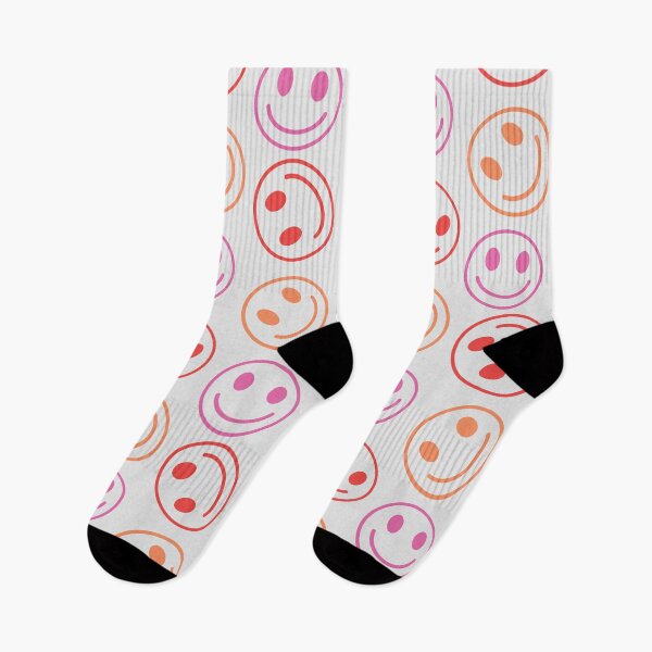 Item preview, Outline Happy Smiling Faces Pattern in Orange, Pink and Red  designed and sold by Yasminepatterns .