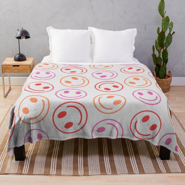 Item preview, Outline Happy Smiling Faces Pattern in Orange, Pink and Red designed and sold by Yasminepatterns .