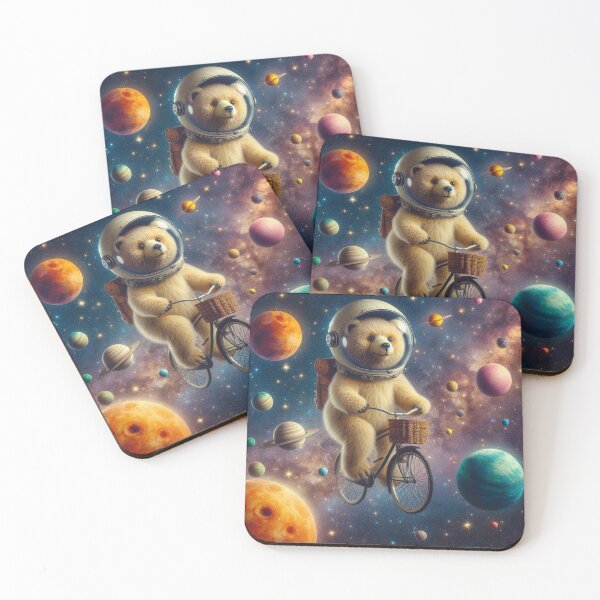 Item preview, Cute bear riding old bike in space designed and sold by Dogandesighn.