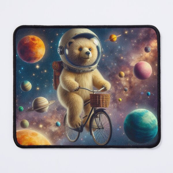 Item preview, Cute bear riding old bike in space designed and sold by Dogandesighn.