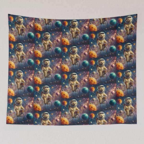 Item preview, Cute bear riding old bike in space designed and sold by Dogandesighn.