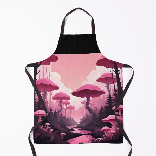 Item preview, Pink MushroomLand with a pink brook under pink sky oversized Funghi designed and sold by EmeraldeaArt.
