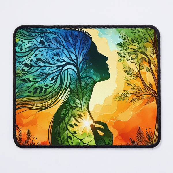 Item preview, Forest Soul - female shape of leaves tree the soul of the forest mother nature art designed and sold by EmeraldeaArt.